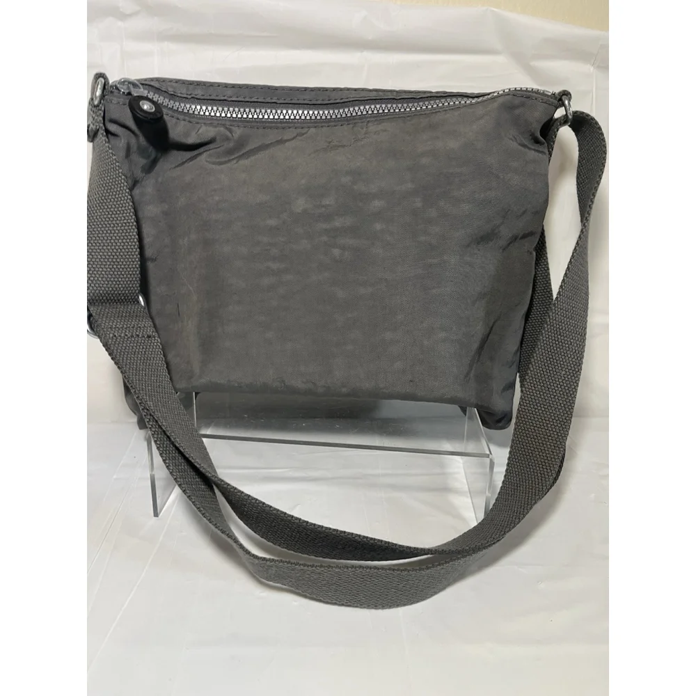 Kipling Alvar Gray Nylon Crossbody Bag Adjustable Strap Zip Pockets